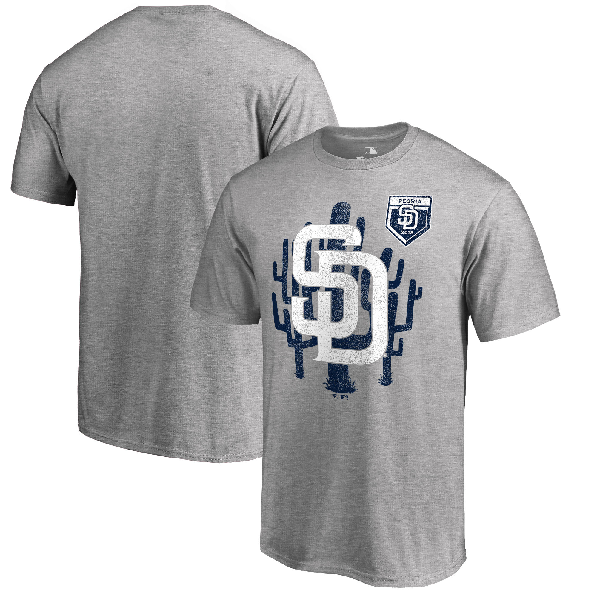 Men's San Diego Padres Fanatics Branded 2018 MLB Spring Training Vintage T-Shirt ?C Heather Gray - Click Image to Close